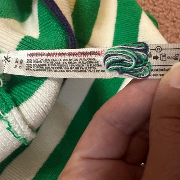 Daily Practice Medium Anthropologie Green White Striped Shorts Tight Knit Cotton - Picture 8 of 8